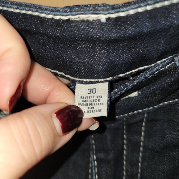 Misses sz 30 True Religion Jeans Crystal mesh pockets Slim Straight Stretch LN - Picture 10 of 10